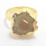 Natural Solar Druzy Ring With Gold Plated