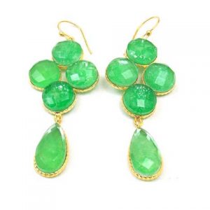 Prehnite Chalcedony Double Stone Earring