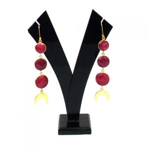 Opaque Ruby Gemstone Hoop Earring
