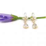 White Cubic Zircon Prong Setting  Gemstone  Stud Earring