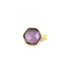 Hexagonal Amethyst Stone  Gold Plated Bezel Connector