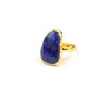 Dyed Blue Sapphire Gold Plated Natural Shape Ring Jewelry