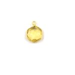 Hexagon Citrine Stone Gold Plated Bezel Connector