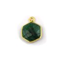 Hexagon Dyed Emerald Gold Plated Bezel Connector