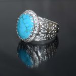 Natural Turquoise Gemstone Turkey Men Wedding Ring