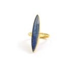 Blue Sapphire Doublet Gemstone Gold Plated Jewelry Statement Ring