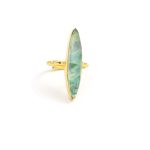 Aqua Doublet Gemstone Gold Plated Jewelry Statement Ring