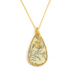 Beautiful Natural Dendritic Agate Gemstone Gold Plated Jewelry Necklace Pendant