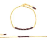 New Design Garnet Gemstone Beads Gold Plated Jewelry Bracelet