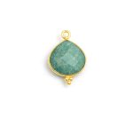 Chraysoprase Gemstone Gold Plated Jewelry Finding Handmade Bezel Connector Link