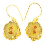 Yellow Solar Quartz Electroplated Gold Plated Earring