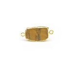 Natural Tiger Eye Gemstone Electroplated Gold Pated Jewelry Findings Bezel Connector