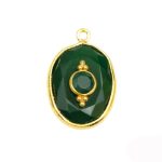 Green Onyx Gemstone Oval Shape Single bail Pendant With Gold Filled
