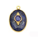 Lapis Lazuli Gemstone Oval Shape Single bail Pendant With Gold Filled