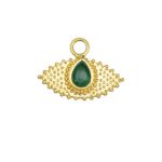 Green Onyx Gemstone Pear Shape Evil Eye Flat Loop 18K Gold Finish Pendant
