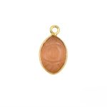 Peach Moonstone Gemstone Evil Eye 18K Gold Plated Carving Pendant