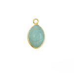Amazonite Gemstone Evil Eye 18K Gold Plated Carving Pendant