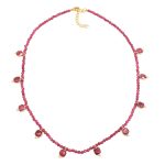 Ruby Gemstone Cushion Shape Gold Plated Bezel Connector Handmade Pendant Necklace