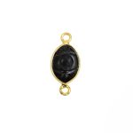 Black Onyx Gemstone Evil Eye 18K Gold Plated Carving Pendant