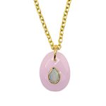 Oval Shape Pink Chalcedony Gemstone Handmade Fashion Pendant