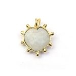 18K Gold Plated Rainbow Moonstone Gemstone Fashionable Heart Shape Design Pendant