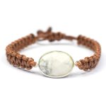 Oval Shape Natural Howlite Jasper Gemstone With Silver Plated Handmade Faceted Cut Stone Thread Bracelet