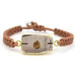 Natural Smoky Quartz Gemstone Electroplated With 18K Gold Plated Fashionable Thread Bracelet