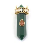 Natural Green Onyx Gemstone With 18K Gold Plated Handmade Faceted Cut Stone Trendy Pendant