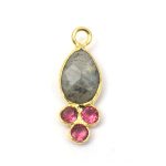 Natural Labradorite Gemstone With 18K Gold Plated Fashionable New Design Bezel Pendant