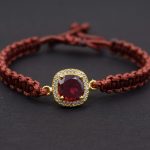 Adjustable Design Cushion Shape Ruby Swarovski Adjustable 18K Gold Plated Thread Bracelet