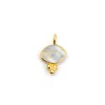 Natural Rainbow Moonstone With Handmade 18K Gold Plated Marquise Shape Gemstone Tiny Pendant