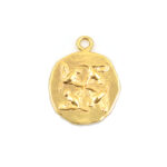 Minimalistic Brass With Gold Plated Bird Engraved Design Coin Charm Pendant