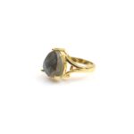 Brass with 18k Gold Plated Labradorite Gemstone Fashion Finger Ring