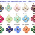 Natural Multi Gemstone Brass With 18K Gold Plated Flower Design Pendant
