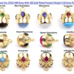 Natural Multi Gemstone Brass With 18K Gold Plated Handmade Charm Pendant