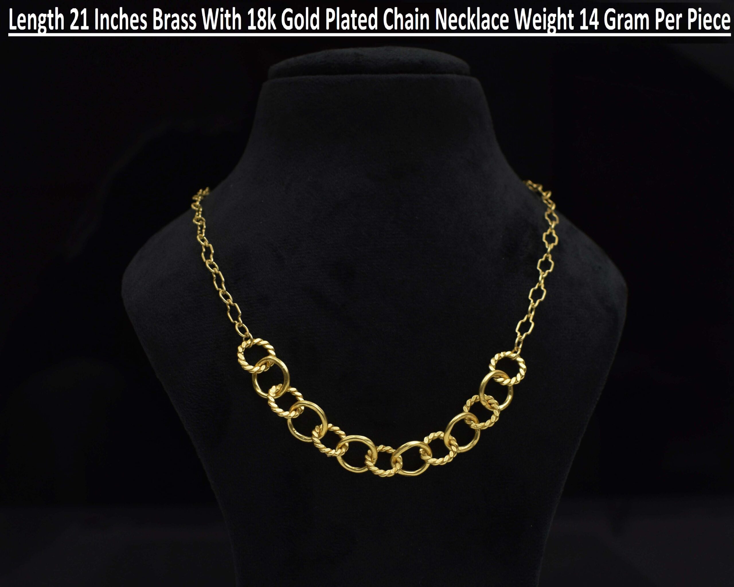 Simple Design Brass With 18k Gold Plated Adjustable Chain Necklace Round Shape