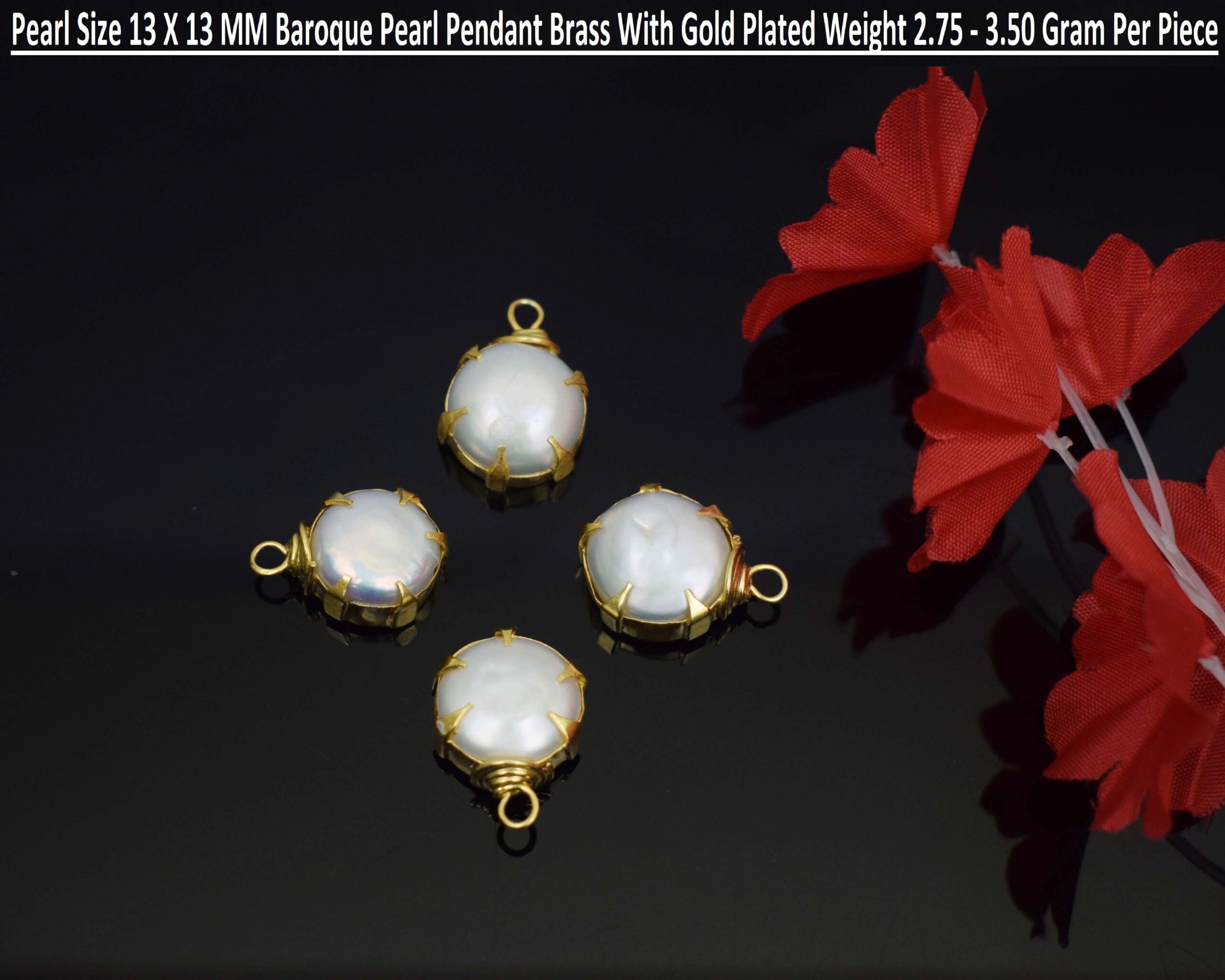 Natural Baroque Pearl Pendant Brass With 18k Gold Plated Round Shape