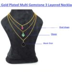 18K Gold Plated Black Onyx  3 Layered Necklace