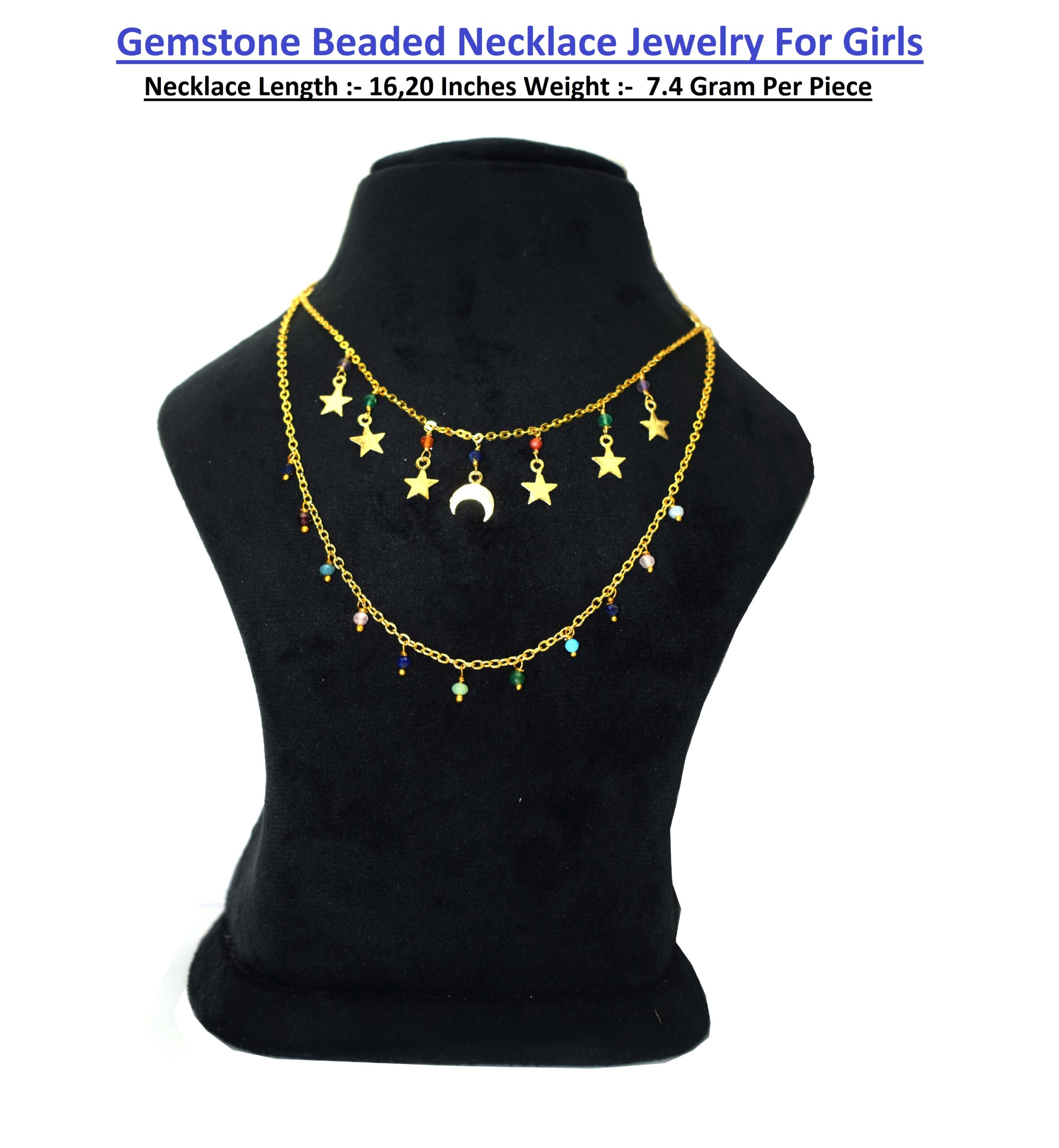 Gemstone Beaded Necklace Jewelry For Girls