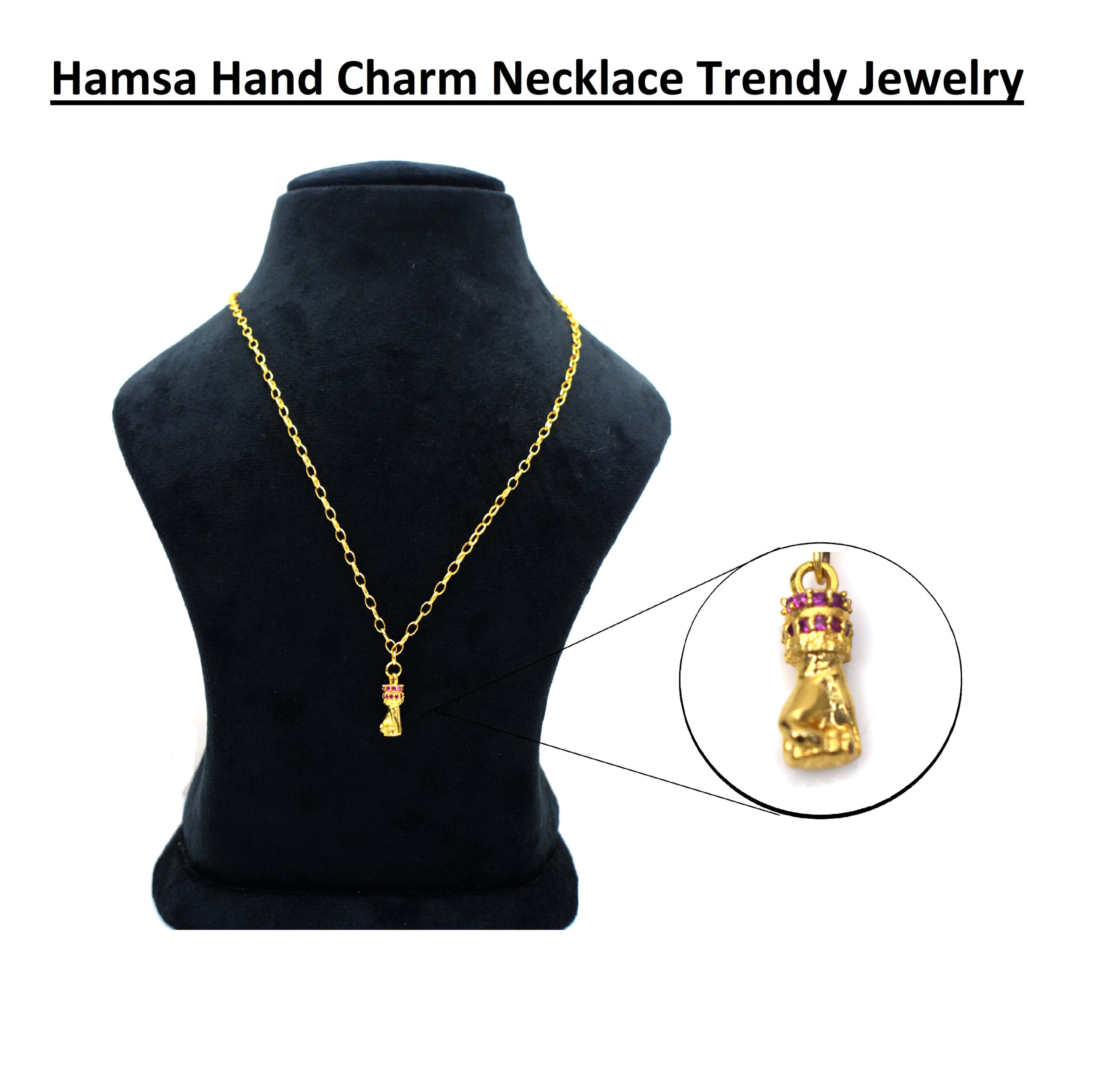 Hamsa Hand Charm Necklace Trendy Jewelry
