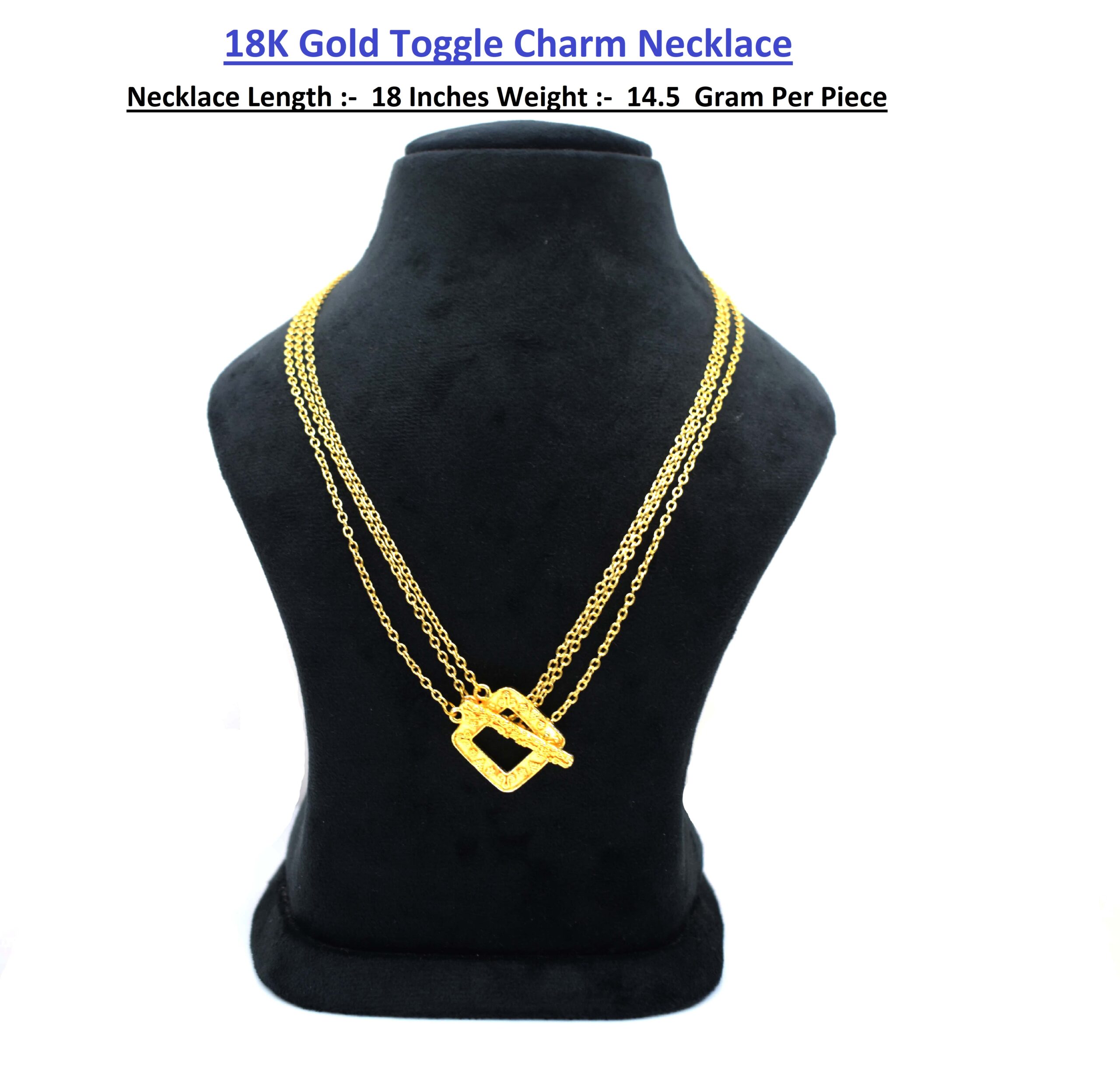 18K Gold Toggle Charm Necklace