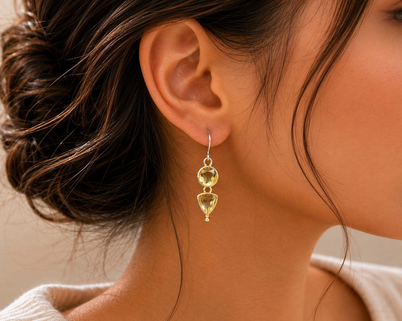 925 Sterling Silvering dangle earring with gold plated for special occasion