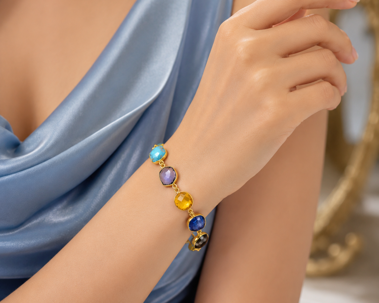 Aurora Multi-Gemstone Gold-Plated Bracelet