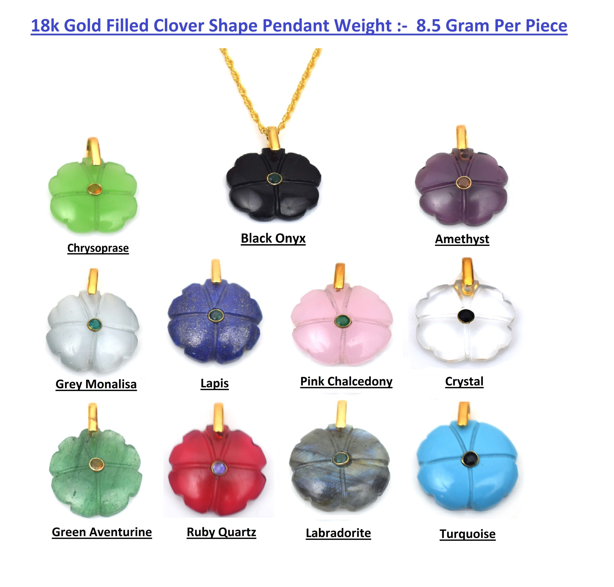 18k Gold Filled Clover Shape Pendant