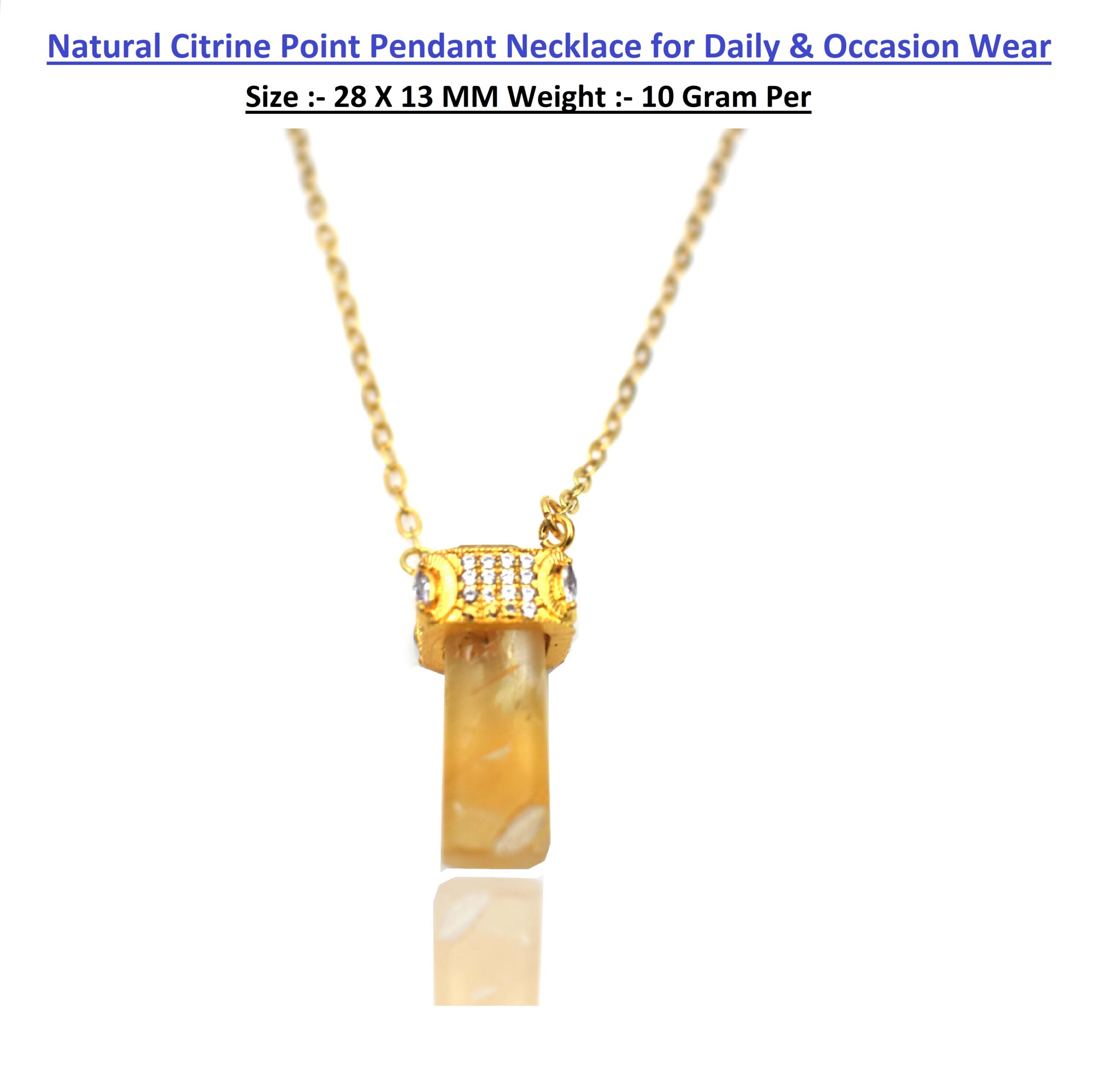 Natural Citrine Point Pendant Necklace for Daily & Occasion Wear