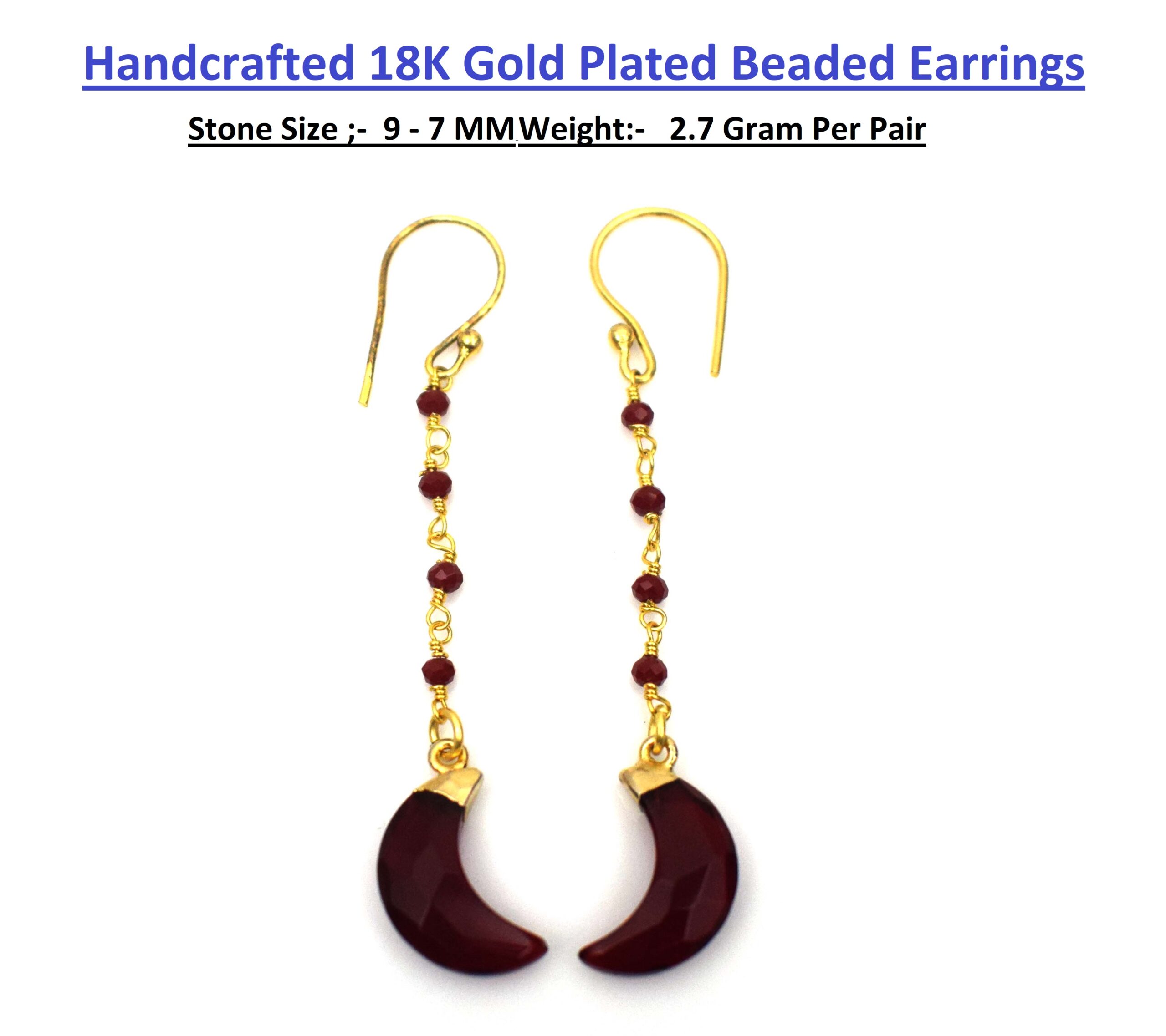 18K Gold Plated Beaded Earrings for Party & Special Occasions