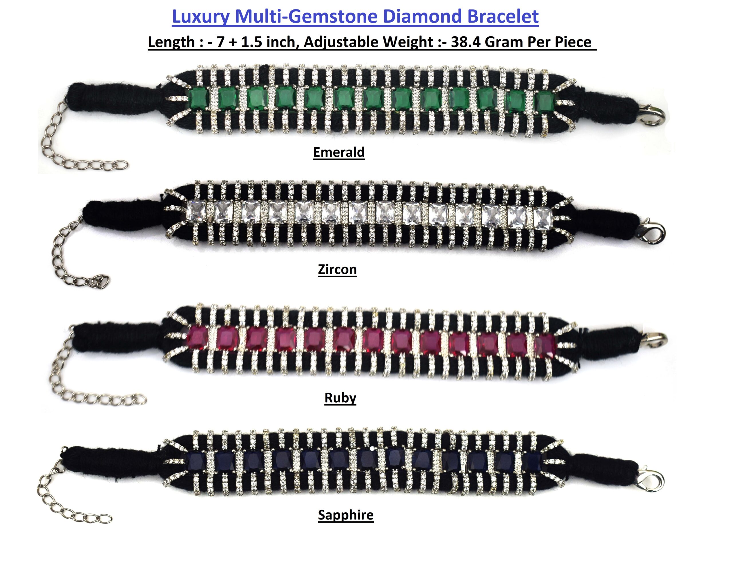 Luxury Emerald, Ruby, Sapphire & Zircon Diamond Bracelet for Special Occasions