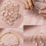 Soft Pink Rose Quartz Charm Connectors for Jewelry Making