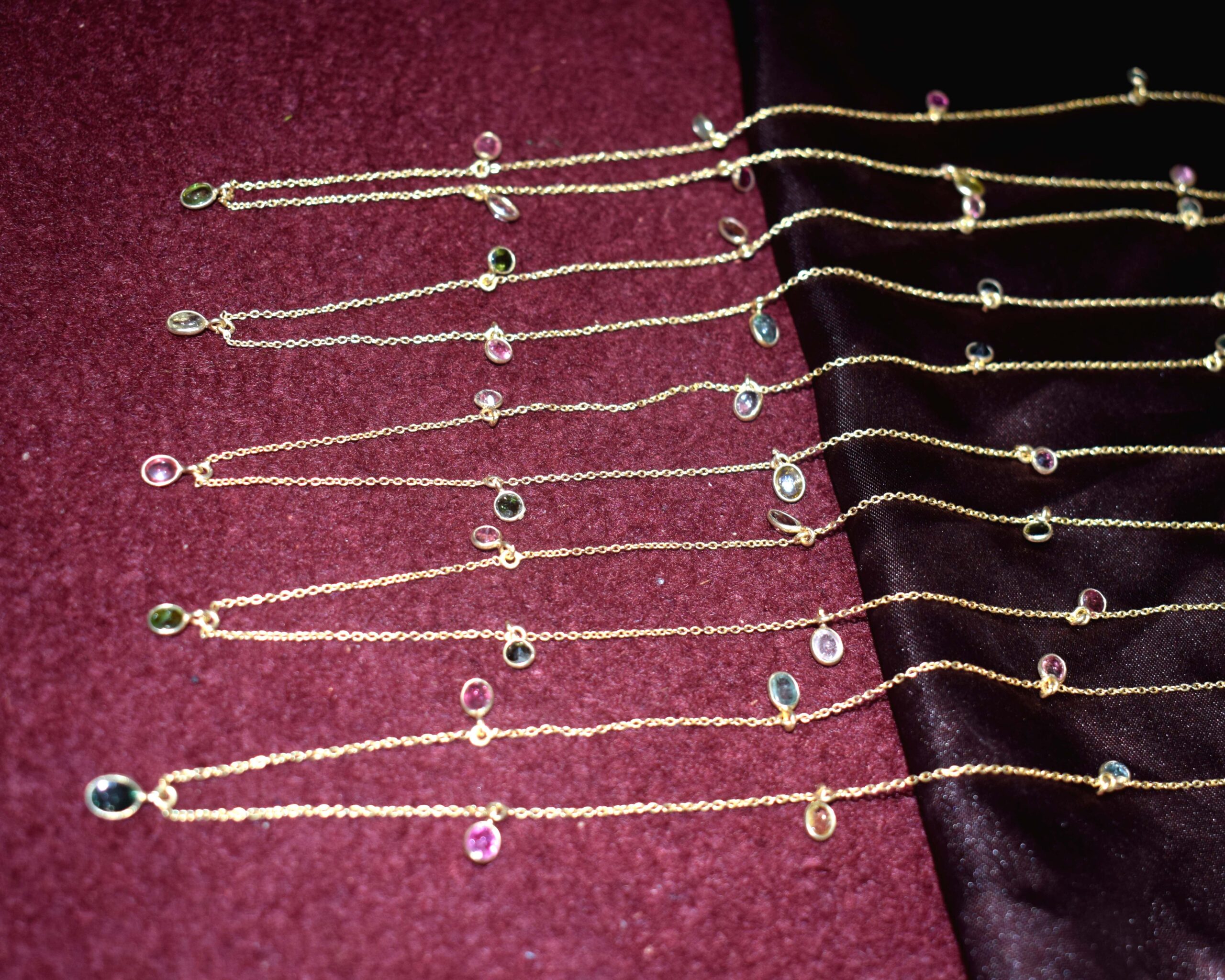 925 Sterling Silver Gold Plated Natural Tourmaline Handcrafted Necklace for Women