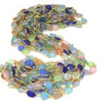 18K Gold Plated Faceted Gemstone Bezel Chain | Colorful Jewelry Making Chain